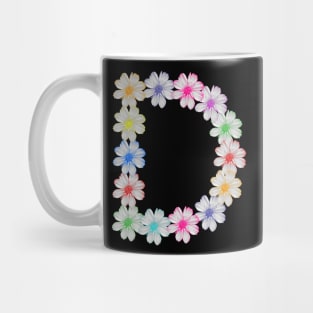 Letter D, flower, cosmos flowers, floral, nature Mug